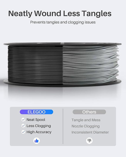 ELEGOO PLA Filament 1.75mm Bundle 4KG, 3D Printer Filament Dimensional Accuracy +/- 0.02mm, 4pcs 1kg Spool(2.2lbs) Fit Most FDM 3D Printers (Black, White, Dark Blue, True Red)