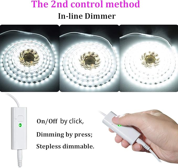 WOBANE LED Strip Lights 32.8ft White, Dimmable White Light Strip Kit with Remote and Control Box, 600 LEDs Supper Bright Tape Lights for Living Room, Mirror, Under Cabinet, Wardrobe 6500K Daylight