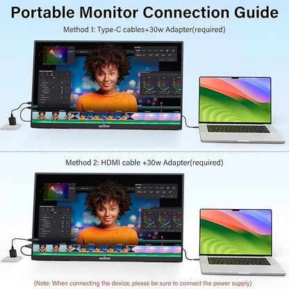InnoView 23.8" Large Portable Monitor, FHD 144HZ 100% SRGB IPS USB-C HDMI Work Home Gaming Second Monitor 1080P W/180°Adjustable Stand for Laptop, MacBook, Phones