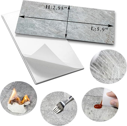 AULIGET 4 Pieces Mountain Rock Peel and Stick Backsplash Wall Tile, 3" x 6" PVC Faux Stone Stick on Tiles for Backsplash Kitchen and Bathroom, 4 Pieces
