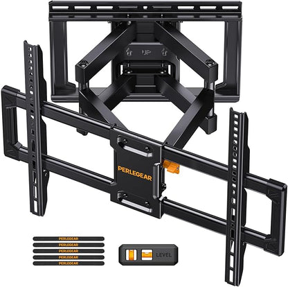 Perlegear UL Listed Full Motion TV Wall Mount for 42-90 inch TVs up to 132 lbs, TV Mount with Dual Articulating Arms, Tool-Free Tilt, Swivel, Extension, Leveling, Max VESA 600x400mm, 16" Studs, PGLF8.