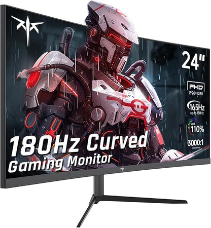 KTC 24 Inch Curved Gaming Monitor, 180Hz FHD 1080P Frameless Computer Monitor, Freesync/G-Sync Support, 99% sRGB, 3000:1 Contrast, HDMI, DisplayPort, Wall Mountable/Tilt Adjustable, H24S17