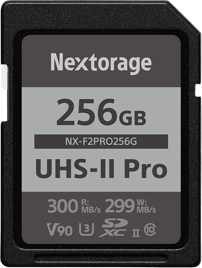 Nextorage 256GB SDXC UHS-II V90 SD Card Japanese Brand pSLC Max. Write Speed 299MB/s Max. Read Speed 300MB/s 4K Recording F2PRO Series NX-F2PRO256G SDXC Card for Digital Camera