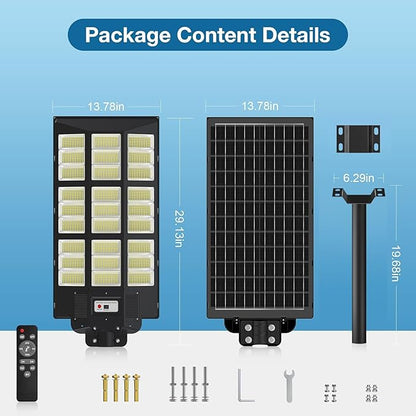 OKPRO 10000W Solar Street Lights Outdoor - Solar Lights Outdoor Waterproof Motion Sensor, Solar Parking Lot Lights Commercial Dusk to Dawn, LED Street Light Solar Powered for Outside, Yard(2 Pack)