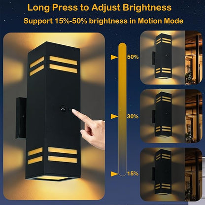iYogaled Dusk to Dawn Motion Sensor Porch Light with 3 Lighting Modes, Aluminum Exterior Light Fixtures,25ft Detection Range Waterproof Sconce for Entryway, Patio, Garage,ETL Listed