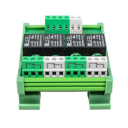 GUETNEU Relay Board, Relay Module 4 Channel 1 SPDT DIN Rail Mount 24V DC/AC, Interface Board(FY-T734C-D24)