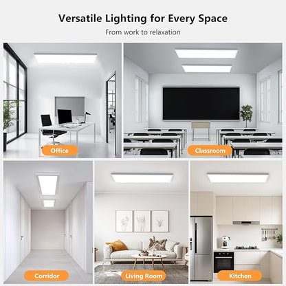 AIKVSXER 2 Pack 1x4 LED Panel Light Surface Mount, 50W 5500LM, 3CCT (3000K-5000K), Ultra-Thin 48In, Triac Dimmable, Energy Efficient, Ceiling Light for Kitchen Garage Office Basement