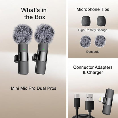 Mini Mic Pro (Latest Model - Professional Wireless Microphone for iPhone, iPad, Lavalier Microphone for Video Recording - iPhone Mic Crystal Clear Recording for Content Creators (iPhone 14 & Below)