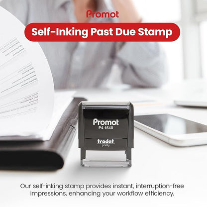 Promot Past Due Self Inking Rubber Stamp - Refillable Stampers for Office - Business, Accounting, Bookkeeping, Coding, Legal, Notary, Work, Ordering, Inventory, Check, Accounts Payable Stamp - Red Ink