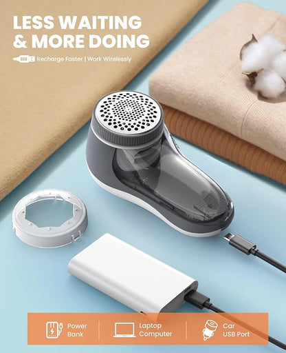 POPCHOSE Fabric Shaver, Sweater Shavers to Remove Pilling, Lint Shaver with 6-Leaf Blades, Electric Lint Remover for Clothes, Couch, Furniture, Fuzz, Lint Ball, Pillings, USB Rechargeable