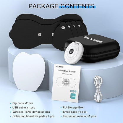 Wireless TENS & EMS Unit Back Pain Relief Massager - APP Controlled Bluetooth EMS Muscle Stimulator Machine for Back Shoulder Leg Neck Pain Relief (Black)