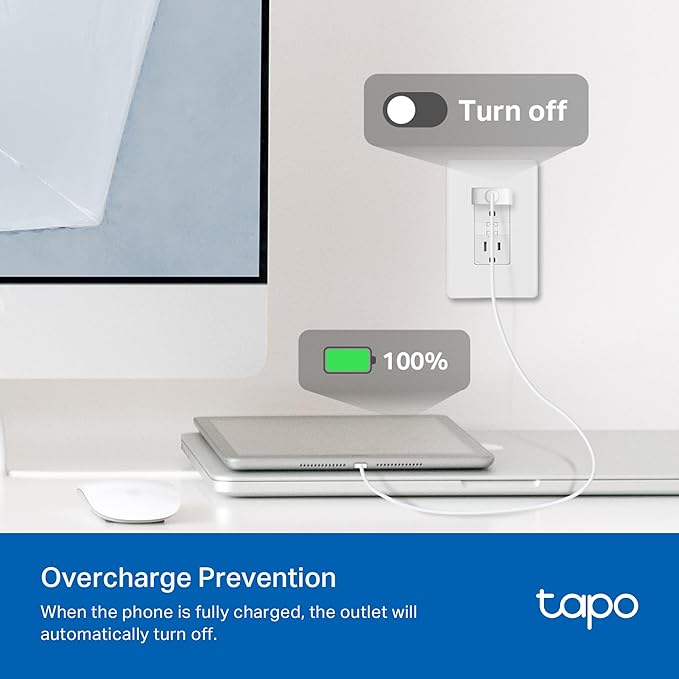 TP-Link Tapo Smart Plug P210M, Wi-Fi in-Wall Outlet, Matter Compatible, Energy Monitoring, 15A/1800W Max, Works with Alexa, Apple Home, Google Home, SmartThings, Voice/Remote Control, ETL Certified