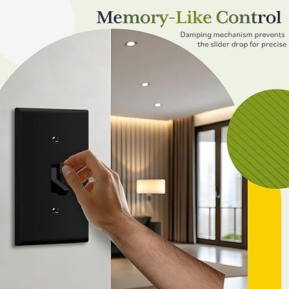 TG Digital Toggle Dimmer Light Switch for Dimmable LED, CFL and Incandescent Light Bulbs, Single Pole/ 3-Way Toggle LED Dimmer Light Switch, UL Listed, Wall Plate Sold Separately,1 Pack, Black