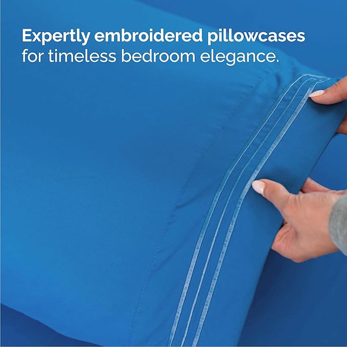 Cal King Size 4 Piece Sheet Set - Comfy Breathable & Cooling Bed Sheets Set - Hotel Luxury Bedding for Women, Men, Kids, Teens, Boys & Girls - Deep Pockets, Soft, Wrinkle Free - Oeko-Tex - Royal Blue
