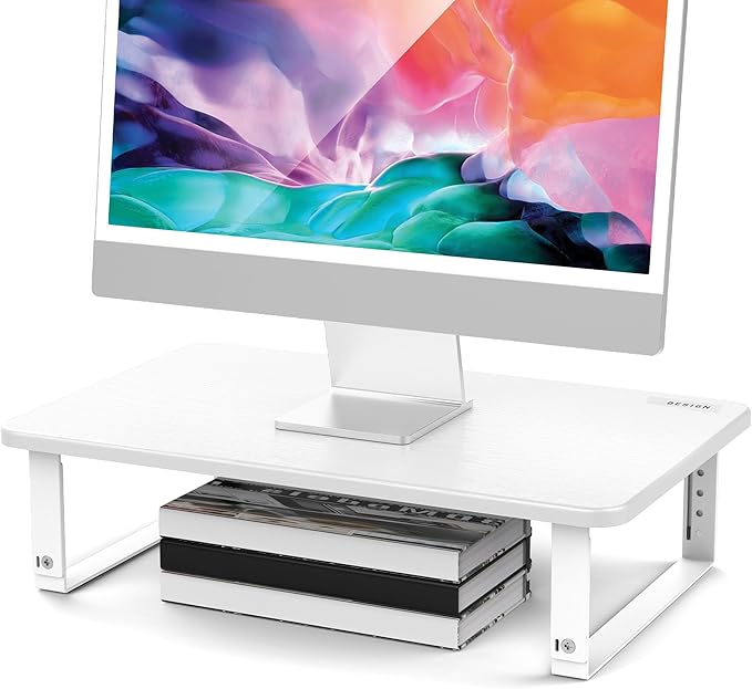 BESIGN MS01 Monitor Stand Riser, Height Adjustable Laptop Stand, Computer Monitor Stand for Monitor, Computer,Laptop,Printer (White)