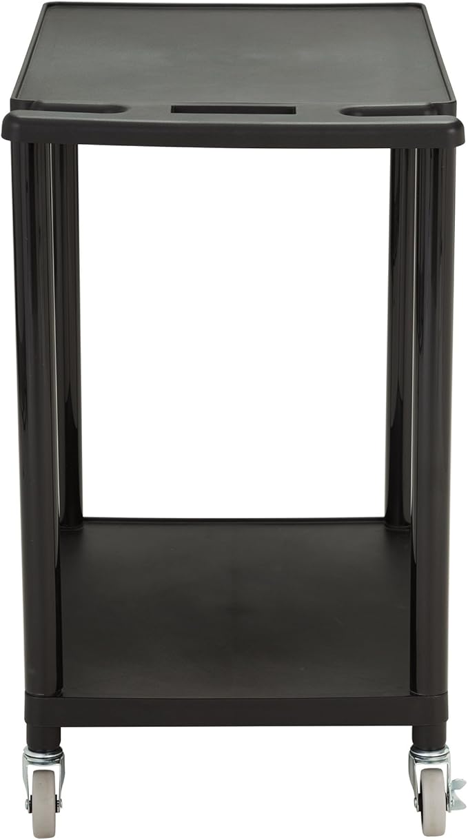 Norwood Commercial Furniture 2-Tier Mobile Utility AV Cart with Casters, Rolling Presentation and Media Cart on Wheels, Black