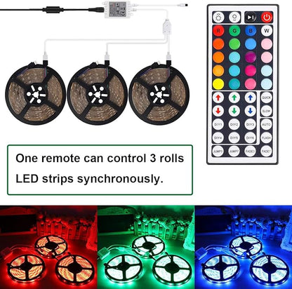 SUPERNIGHT 1-to-3 Remote Controller Dimmer for RGB LED Strip Lights, One Remote Can Control 3pcs Light Strips Synchronously, for SMD 5050 2835 3528 Multi Color Changing Rope Lights (3 Ports)