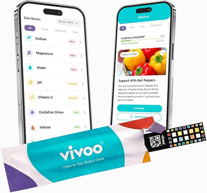 Vivoo | The #1 Urine Test Strips & Keto Strips with App | Advanced Home Tracking for Nutrition, Ketones, Hydration, pH, and More | 1 Test