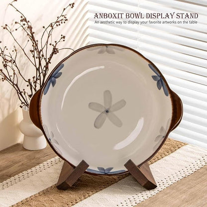 ANBOXIT Bowl Stands for Display, 6.5 Inch Plate Holder, Wooden Easel Frame Holder, Display Stand for Large Deep Platters and Dishes, 6.5" H x 9" W x 7.9" D (For Bowls under 5" in Depth)