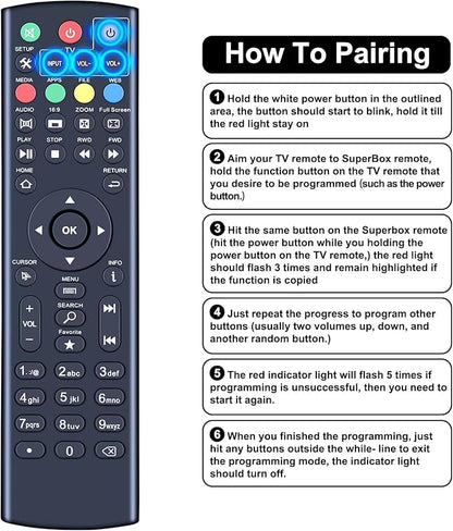 Replacement Remote Control for STREAMASTER, NCTV, Station, ST1, STREAMSTATION Box Models, for STREAMSMART, ST1, S4, S5, PRO, ETC...