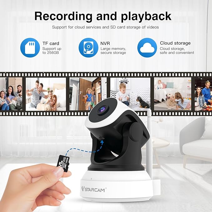 VSTARCAM Indoor Security Camera, 2K with 360° Rotation, Human/Motion Detection with Auto Tracking, 2-Way Audio & DIY Voice, 2.4GHz WiFi Wireless, Cloud & SD Card Storage(up to 256GB)