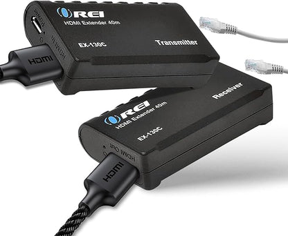 OREI 1080p HDMI Extender Over Ethernet up to 131 Feet - 1080@60Hz HDMI 1.4 HDCP 1.4, Over CAT6/7 Cable- Power Over Cable (EX-130C)
