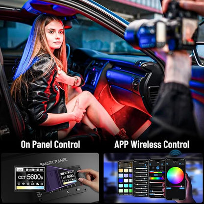 Mettlelite SPL420C RGB LED Video Light with APP Control, 360° Full Color RGB Panel Light, 2800K-8000K, CRI/TLCI 97+, 10 Scenes, Professional Photography Studio Lighting for YouTube/Stream/Photo/Video