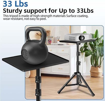 REHOSEUP Projector Stand, 33LB Load Bearing & 22-55" Height Adjustable, for Projector/Laptop/DJ Gear, Outdoor/Office/Studio - Stable Base (Black)