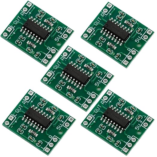 5PCS PAM8403 2x3W Class D Digital Amplifier Board - Ultra-Mini Power Amplifier Module with 2.5-5V Input USB Power Supply for Audio Speakers and Sound Systems (Without Potentiometer)