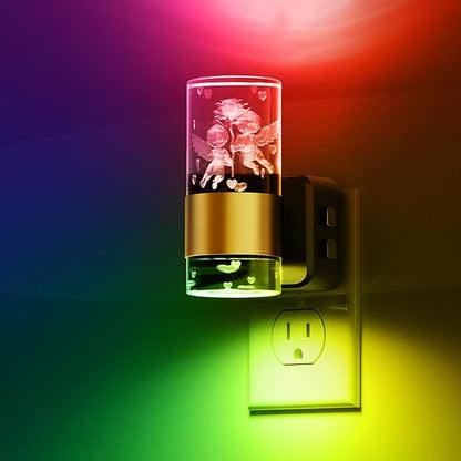 L LOHAS LED Night Lights Plug into Wall, Dusk to Dawn Sensor Nightlight, 9 Colors Changing,Adjustable Brightness,Acrylic Decorative Night Lights for Bathroom,Wedding,Birthday Gift