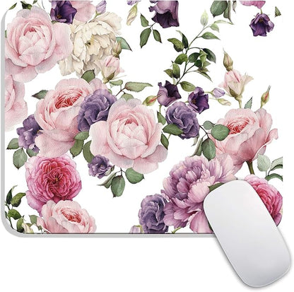 Armanza Square Mouse Pad Floral Roses,Personalized Premium-Textured Custom Mouse Mat Design,Washable Mousepad Cloth,Non-Slip Rubber Base Computer Mouse Pads for Wireless Mouse