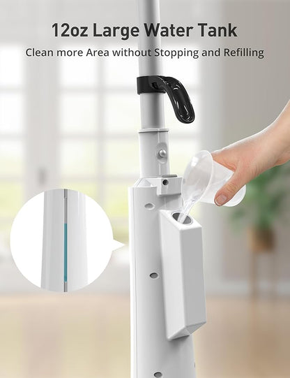 Black Steam Mop for Hardwood Floors, 1300W 25S Heat Up Floor Steamer with Detergent Chamber, Lightweight Cleaner for Tiles/Carpets, 2 Washable Pads