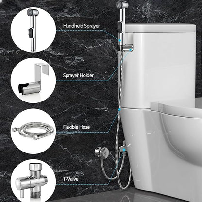 Handheld Bidet Sprayer for Toilet with Adjustable Water Pressure – Feminine Hygiene Shower, Baby Cloth Diaper Washer, Pet Bathing, Easy Installation with Bidet Hose