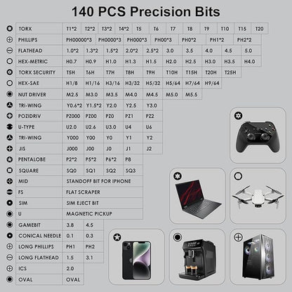 STREBITO Precision Screwdriver Set, 153 in 1 Electronics Tool Kit with Case, 140 PCS Magnetic Precision Bits - Computer, Laptop, iPhone, Macbook, PC, Game Controller, RC, Electronics, Phone Repair Kit