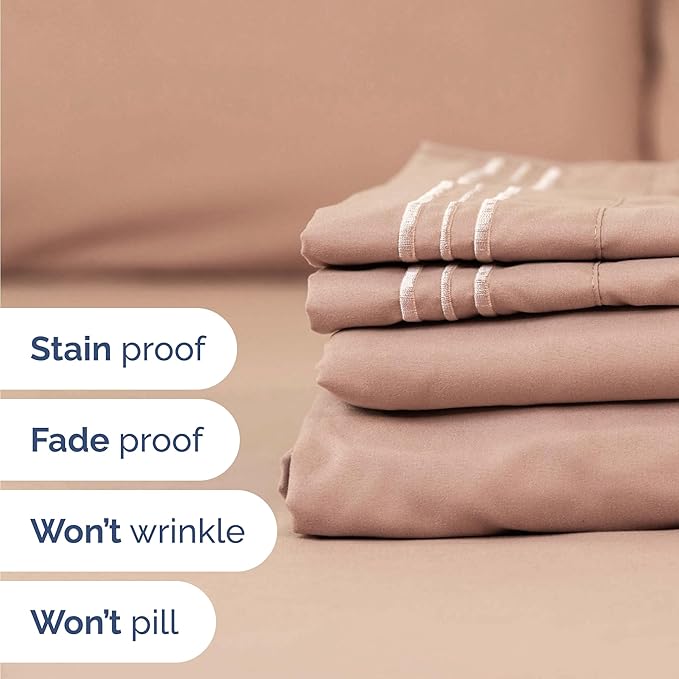 Twin Size 3 Piece Sheet Set - Comfy Breathable & Cooling Bed Sheets Set - Hotel Luxury Bedding for Women, Men, Kids, Teens, Boys & Girls - Deep Pockets, Ultra-Soft and Wrinkle Free - Oeko-Tex - Mauve