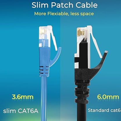 Rapink Cat6a 3ft Ethernet Cables (24 Pack) - Slim, 10G Support, Snagless, Flexible with Gold Plated Connectors