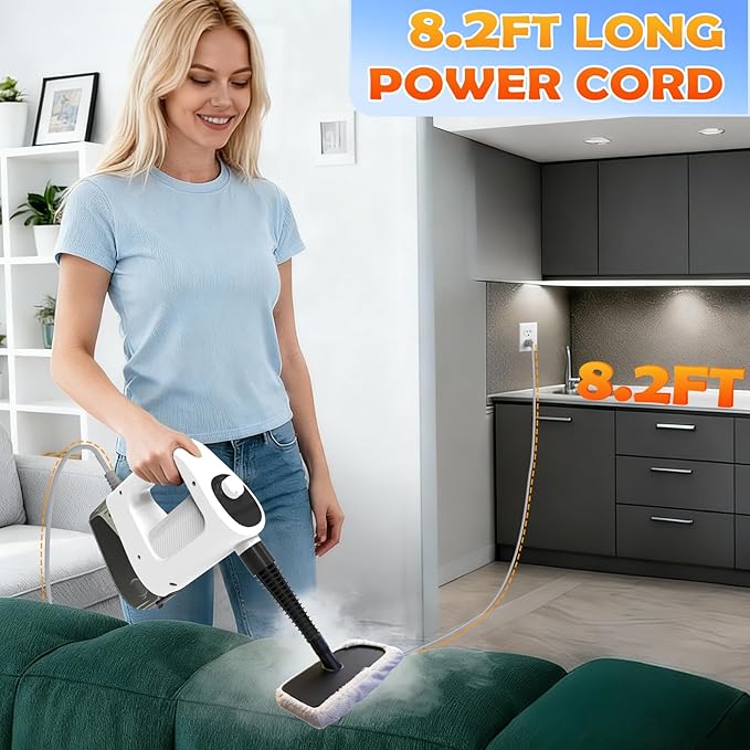 Steam Cleaner, 3-Level Adjustable Handheld Steam Cleaner, 15s Heat-Up, 400ML Large Capacity Steamer Cleaning with 14 pcs Accessories, Portable Steam Cleaner for Home for Dirt, Grease, Tile,Floor, Car