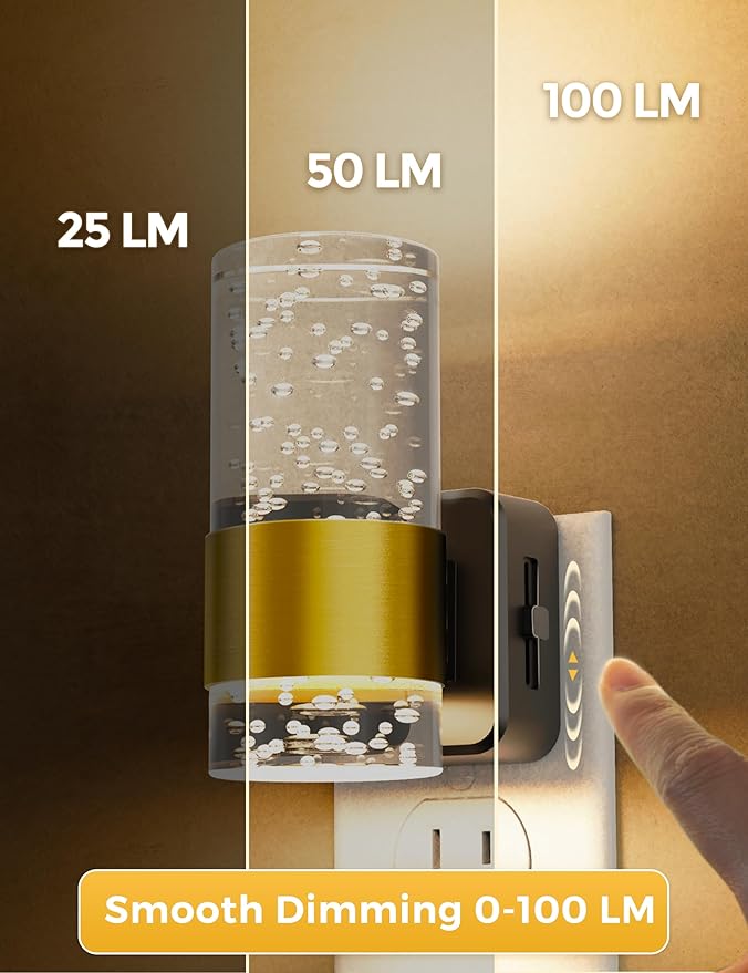 L LOHAS LED Night lights plug into wall, Soft Light Night Light with Adjustable Brightness, Plug in Night Light with Auto Light Sensor, Wall Sconce-style Design Nitelight for Bathroom,Hallway, 1 Pack