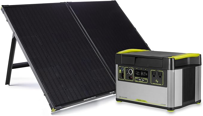 Goal Zero Yeti Portable Power Station - Yeti 1500X w/ 1,516 Watt Hours Battery Capacity, USB Ports & AC Inverter - Includes Boulder 200 Briefcase Solar Panel, For Camping, Outdoor, Off-Grid & Home Use