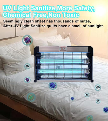 UV Light Sanitizer with Ozone 76 Watts (2x38W), UVC Disinfection Lamp w/Remote Control, Odor and Dust Mite Removal, Ultraviolet Light for Kitchen/Basement/Bathroom Black