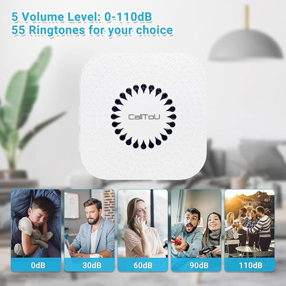 CallToU Caregiver Pager Call Button Elderly Wireless Call Button Vibration Pager Nurse Calling Alert System for Home Elderly Disabled Patient 2 Transmitters 1 Plug-in Receiver