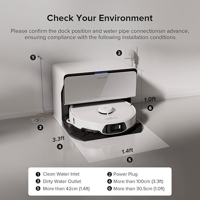roborock S8 MaxV Ultra with Refill & Drainage System Robot Vacuum and Mop, Check Installation Space First, FlexiArm Design, Auto Mop Wash&Dry 10000Pa Suction, Obstacle Avoidance, 20mm Auto Mop Lifting