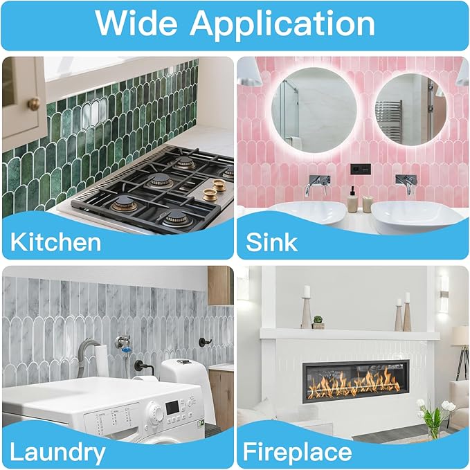Art3d 12 x 12 Inch Heavy-Duty Peel and Stick Backsplash, Self-adhesive Wall Tiles for Kitchen Bathroom Decor, 10-Pack White