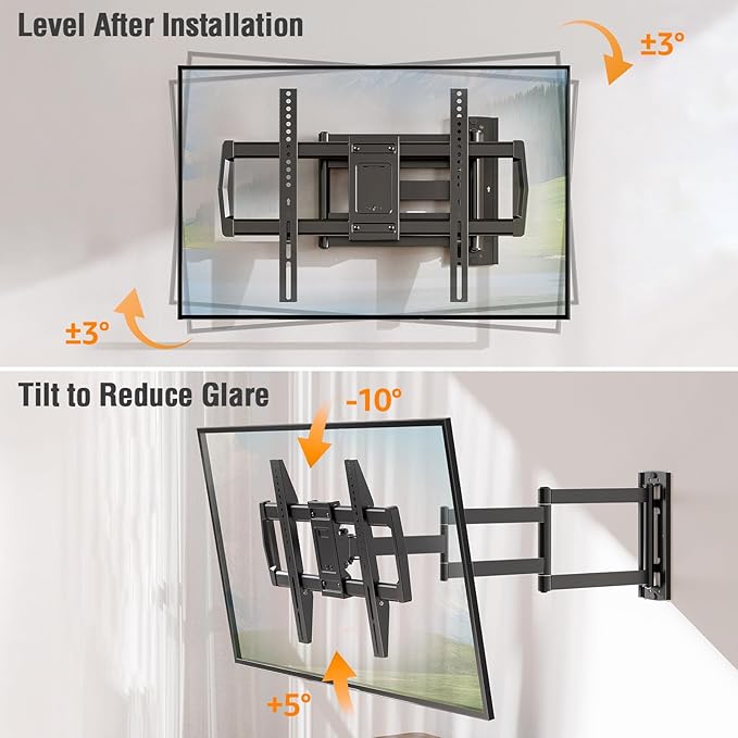 ELIVED Long Arm TV Wall Mount for Most 42-75 Inch TVs, 30 Inch Long Extension Corner TV Mount, Full Motion Wall Mount tv Bracket Swivel and Tilt, Holds up to 99 lbs. Max VESA 600x400mm, YD3037