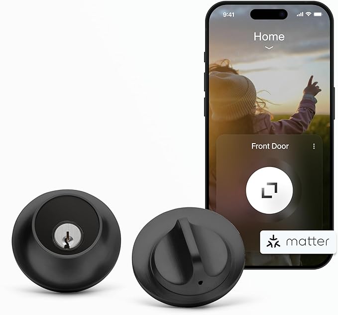 Level Lock (Matter) Smart Lock - World's Smallest, Most Beautifully Designed Matter-Over-Thread Deadbolt - Level App for iOS & Android | Works with Apple Home (Matte Black)