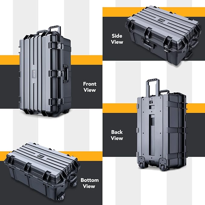 Lykus HC-7530 Large Waterproof Hard Case with Wheels and Customizable Foam, Interior Size 29.5x17.7x11.8 inch, Suitable for cameras, lenses, electronic equipment and more