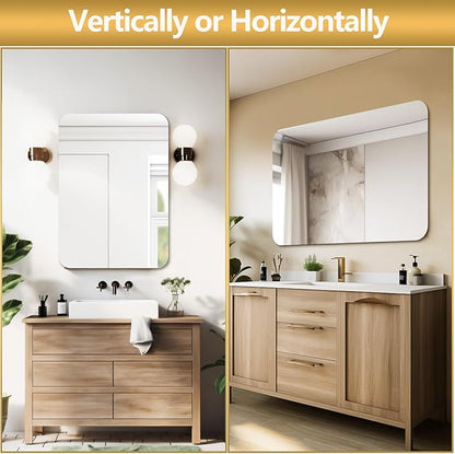 Mirrorons 40 x 30 Bathroom Mirror, Rounded Corner Frameless Mirror, Modern Bathroom Wall Mirror Vanity Mirror for Living Room, Bedroom, Bathroom, Entryway (Horizontal/Vertical)