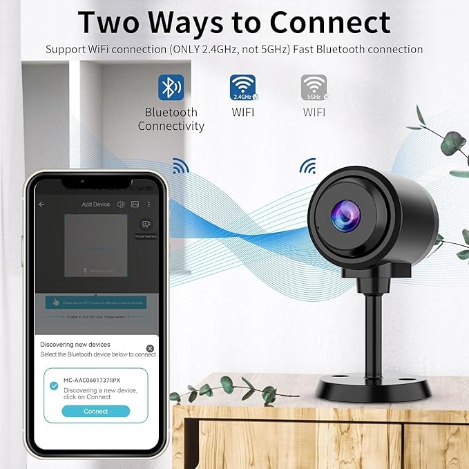 VSTARCAM Tiny Camera for Home Security 1Pcs, 2.4GHz WiFi Portable Battery Operated with IR Night Vision, Human Detection, 136° Wide Angle, Baby Monitor Small Motion Activated Camera