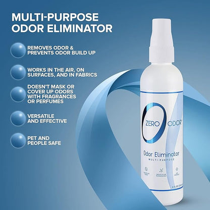 Zero Odor Multi-Purpose Odor Eliminator - Eliminate Air & Surface Odor – Patented Technology Best for Bathroom, Kitchen, Fabric, Closet- Smell Great Again, 8oz (Over 1000 Sprays)
