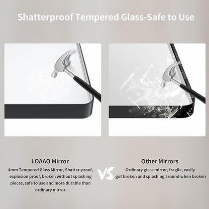 LOAAO 50X30 Inch Black Metal Framed Bathroom Mirror for Wall, Matte Black Bathroom Vanity Mirror Farmhouse, Large Rounded Rectangle Mirror, Anti-Rust, Tempered Glass, Hangs Horizontally or Vertically